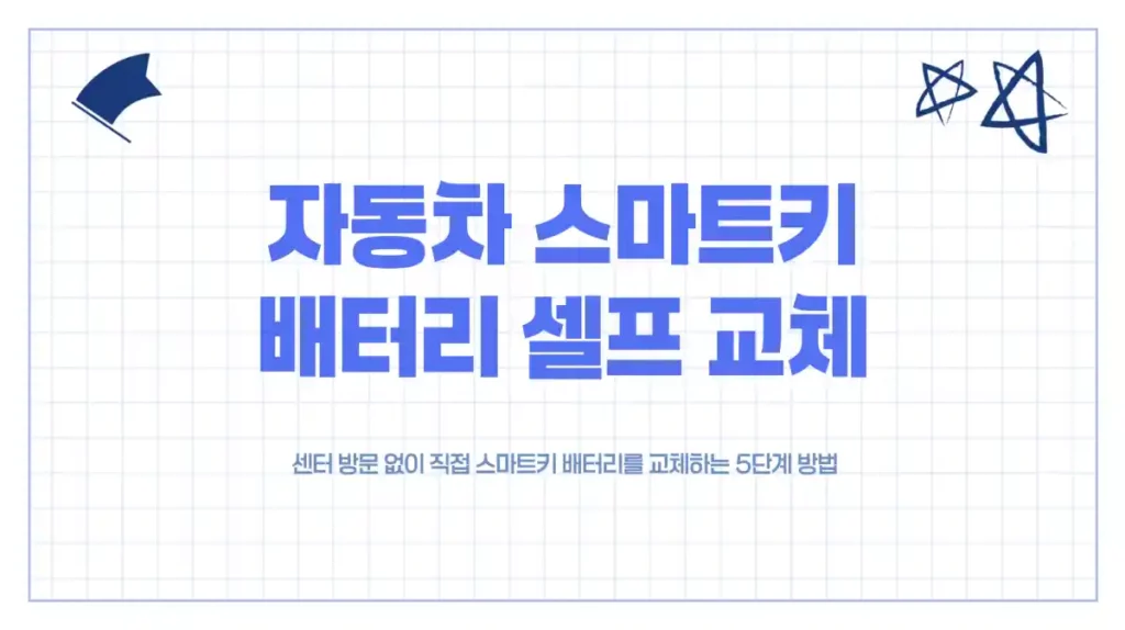 자동차 스마트키 배터리 셀프 교체하는 5단계 방법 - 수동 키 분리, 배터리 교환, 재조립