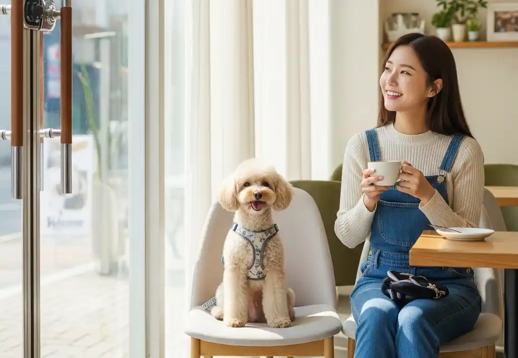 이미지 생성 강아지 카페 반려동물 식당 동반
