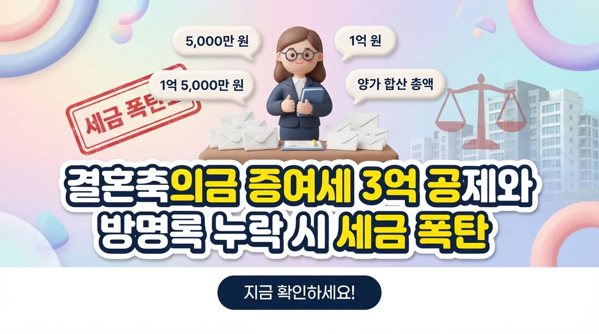 결혼축의금 증여세 3억 공제와 방명록 누락 시 세금 폭탄 - 대표 이미지