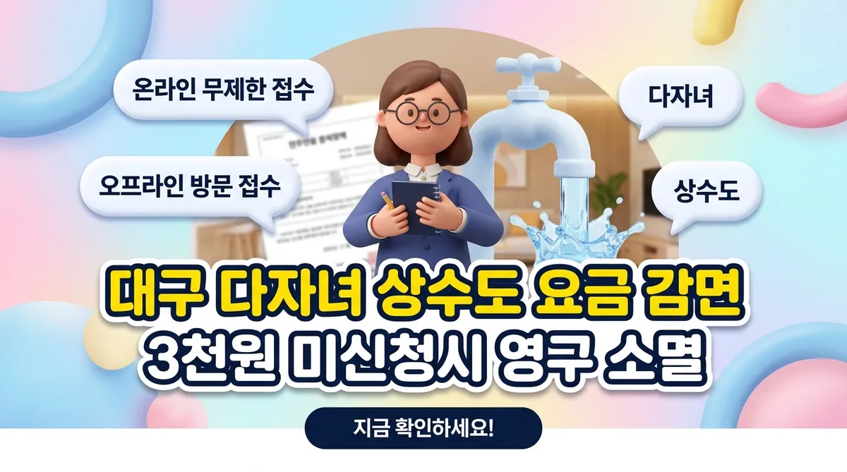 대구 다자녀 상수도 요금 감면 3천원 미신청시 영구 소멸 - 대표 이미지